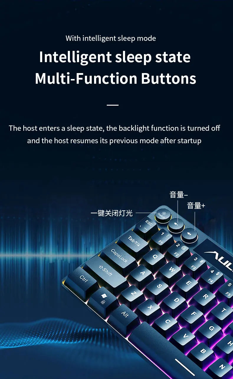 AULA F3061 Mechanical Touch Feel Keyboard 61 Keys Wired Mini Keyboard RGB Backlight Keyboard Desktop Laptop Game Keyboard
