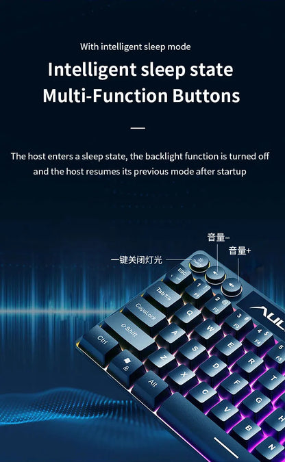 AULA F3061 Mechanical Touch Feel Keyboard 61 Keys Wired Mini Keyboard RGB Backlight Keyboard Desktop Laptop Game Keyboard
