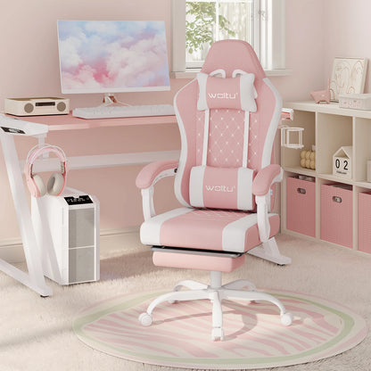 WOLTU Massage Gaming Chair Ergonomic Gamer Chair with Footrest, Lumbar Support, Adjustable Headrest, Swivel Computer Office Chair