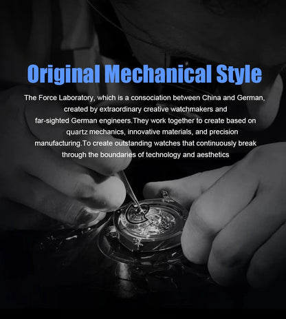 FeelNever Sport Automatic Movement Quartz Watch Stainless Steel Sapphire Crystal Watches for Men 500M Waterproof Clocks Watch for Men