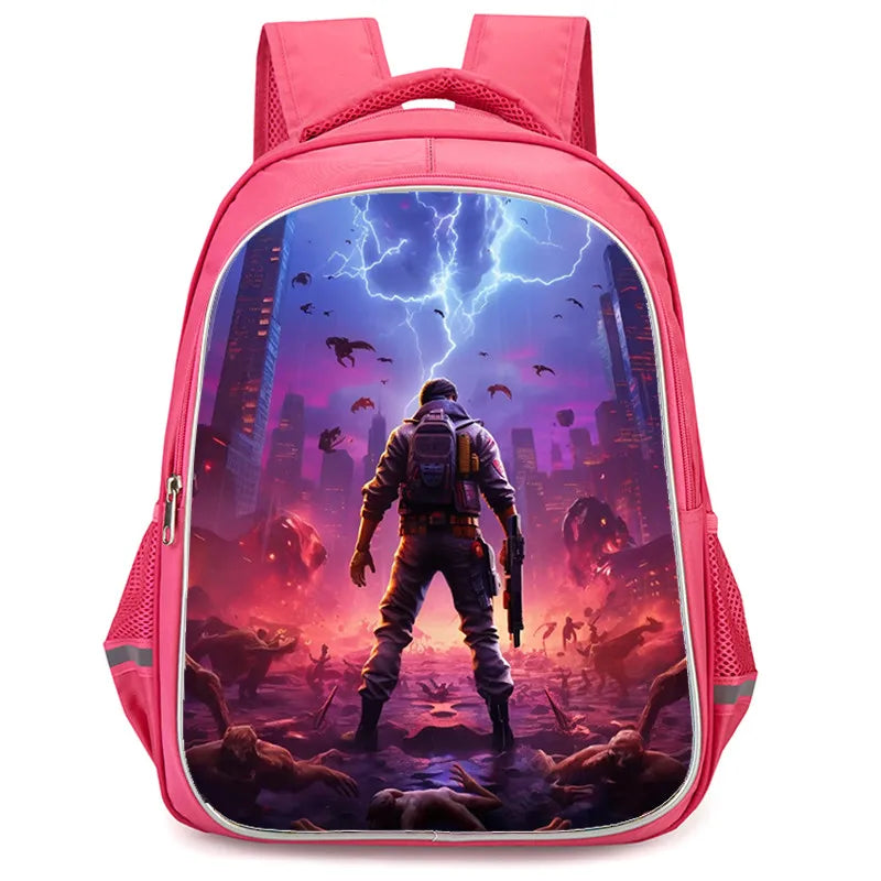 Mochila Fortnite Cartoon de 16 polegadas, unissexo, para rapazes e raparigas, com fechos duplos, grande capacidade e leve, para estudantes