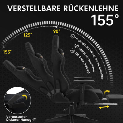 Kitinjoy High Quality Gaming Chair with Footrest, Ergonomic Adjustable Computer Chair, Comfortable Office Chair with Footrest Support for Gaming & Work