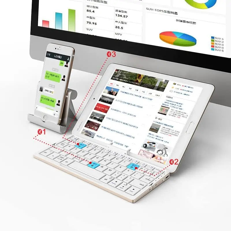 Teclado plegable Jomaa Bluetooth recargable para portátil, iPad y teléfono, mini teclado plegable portátil