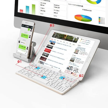 Teclado plegable Jomaa Bluetooth recargable para portátil, iPad y teléfono, mini teclado plegable portátil