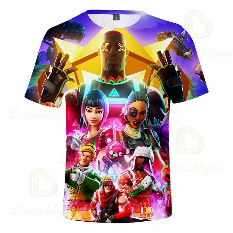 Fortnite Boys T-shirt Kids Tops Summer Children Clothes 3D Funny Battle Royale Game Graphics T-Shirt Toddler Girls Top Tee