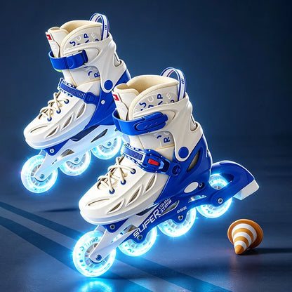 Inline Skates Boy Black Adjustable Size Pink Girl Children Sports Rollerblades High Speed New LED Light-Up Professional
