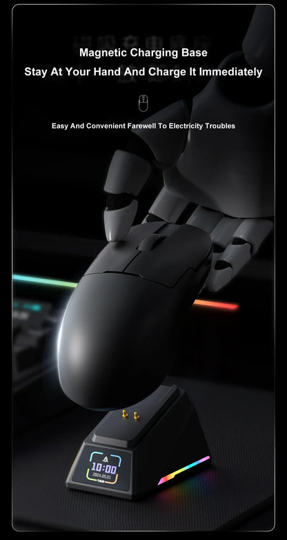 Mouse gaming Ajazz AJ159 PRO/APEX 8000Hz Rebound Rate Paw3950 con schermo a colori, supporto magnetico AJ159P per ufficio e gaming