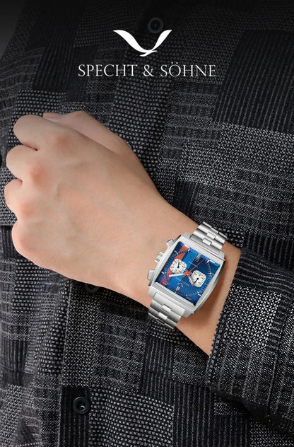 2024 Specht & Sohne New Classic Men's Quartz Watch Blue Color Stainless Steel Japan VK63 Movement Genuine Leather Montre Homme 39MM