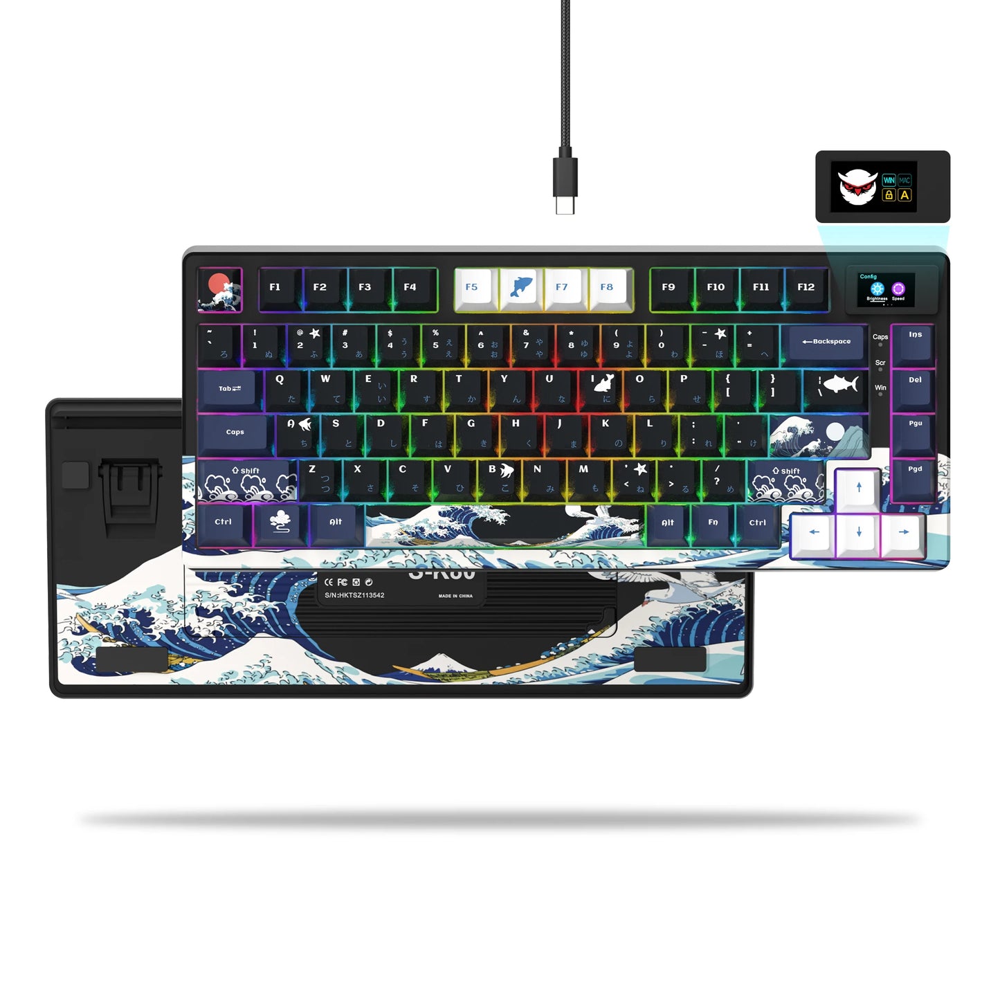 Teclado gamer Womier S-K80 con pantalla OLED a color, teclado mecánico gaming hot-swappable con montaje gasket y RGB personalizable
