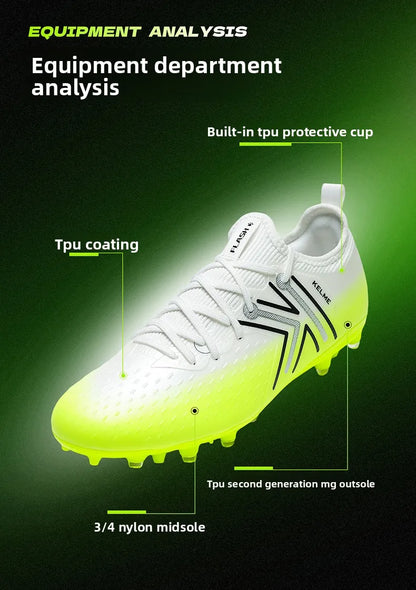 Kelme Men’s MG Soccer Cleats Indoor Short Studs Professional Match Football Boots Slip-Resistant Training Turf Shoes