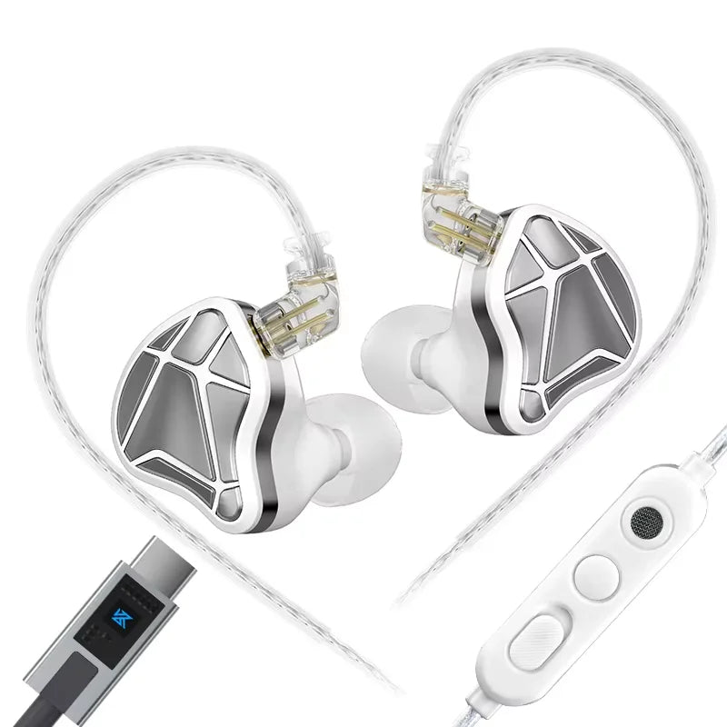 KZ Nouveaux écouteurs intra-auriculaires Axas FPS pour le jeu, avec DSP réglable professionnel, réduction de bruit, câble 2 broches détachable, écouteurs ergonomiques pour e-sport