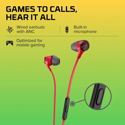 HyperX Cloud Earbuds II Wired Gaming Earphones with Microphone, 3.5mm Gaming Earbuds for PC Mobile Nintendo Switch, High-Fidelity In-Ear Headphones