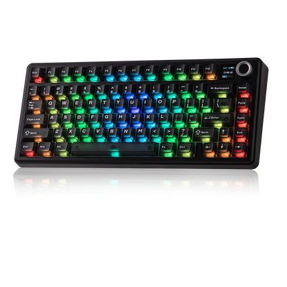 Teclado mecánico inalámbrico EPOMAKER X AULA F75 MAX compacto 75% con distribución ANSI, conexión por cable/Bluetooth/2.4GHz, pantalla TFT y perilla