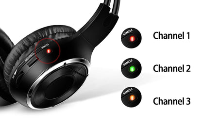 RF Silent Disco Foldable Wireless Headphones Bundle (3 Pcs with 1 Transmitter in 500m) -- House Party TV Dancing