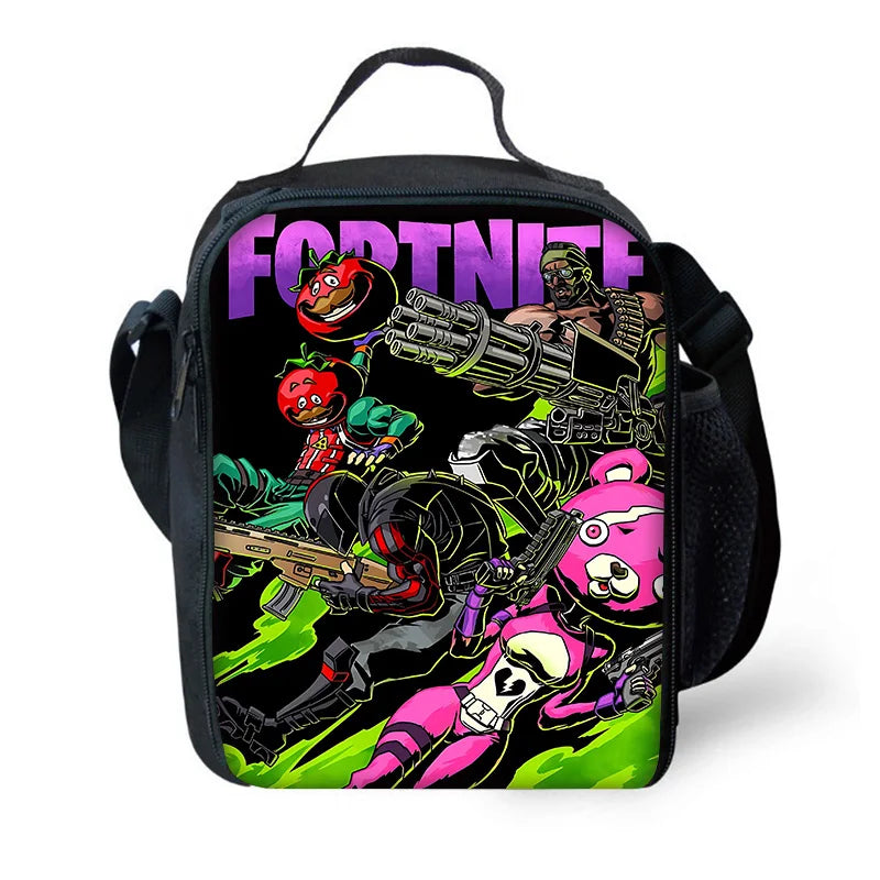 Mochilas Infantis com Design de Jogo Popular, Saco de Almoço e Estojo, Mochilas Escolares de Grande Capacidade para Alunos, Rapaz e Rapariga, Melhor Presente F-FortniteS