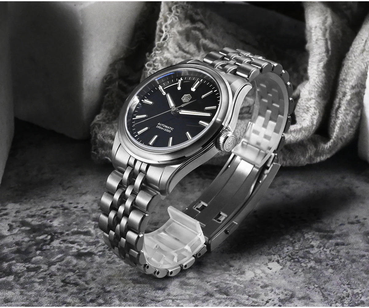 San Martin 39mm Miyota 90S5 Enamel Dial GADA Wristwatch Automatic Mechanical Sapphire BGW-X1 10Bar 5-Link Bracelet  SN0144CG-7