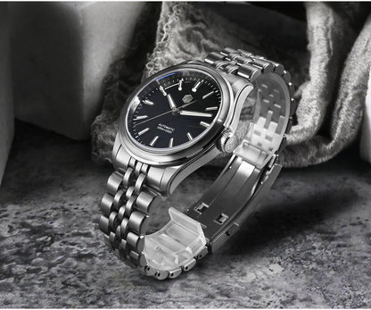 San Martin 39mm Miyota 90S5 Enamel Dial GADA Wristwatch Automatic Mechanical Sapphire BGW-X1 10Bar 5-Link Bracelet  SN0144CG-7