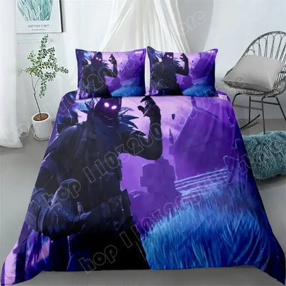 Fortnite Bedding Set 3pcs 3D Printed Bedroom Bed Linens Game Cartoon Decorative Bedding Duvet Cover Pillowcase Birthday Gift