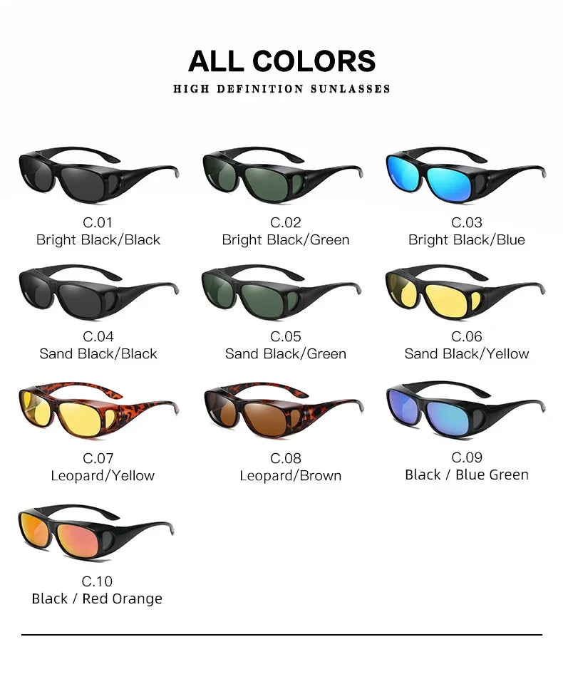 2025Polarized Sunglasses Fit Over Eye Glasses Driving Wrap Shield Goggles Fishing Glasses Sports Sunglasses Night Vision Glasses