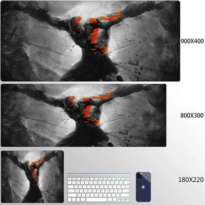 Large Mouse Pad G-God of War Pc Gamer Cabinet Keyboard Computer Game Desk Mat 900x400 Table Rug Gaming Accessories Xxl Mousepad