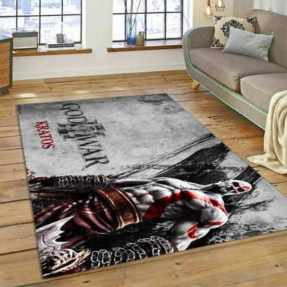 God of War Games Kratos Cartoon 3D Carpet Rug for Bedroom Living Room Home Sofa Decoration,Children Game Large Decor Floor Mat