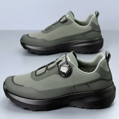 Zapatillas deportivas de running para hombre, ligeras, cómodas y versátiles, de color liso y con cierre ajustable para montañismo