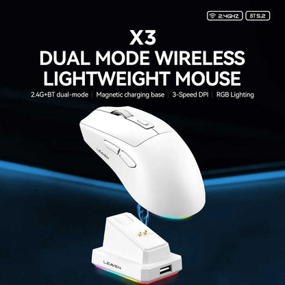 X3 Wireless Bluetooth Mouse 2.4G Dual-Mode Connection, DPI Adjustable, Lightweight Gaming Mouse, RGB Light, 300mAh Battery Capacity