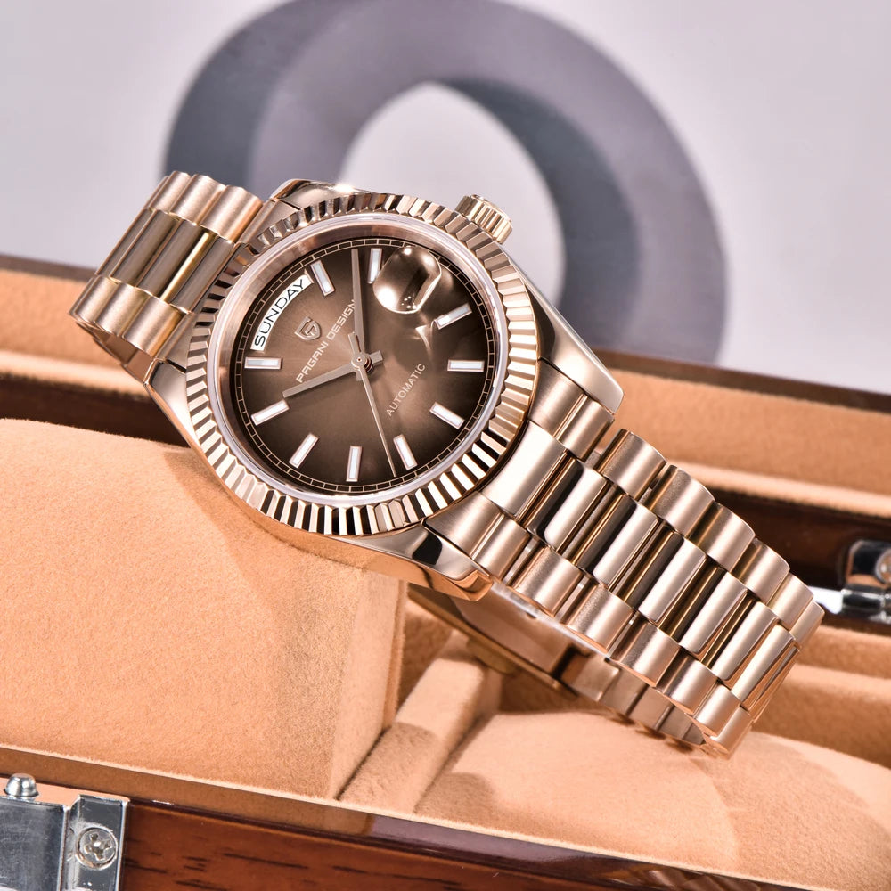 2026 New PAGANI DESIGN Rose Gold Luxury Men's Watches Automatic Mechanical Watch For Man AR Sapphire Waterproof Date Men Clock