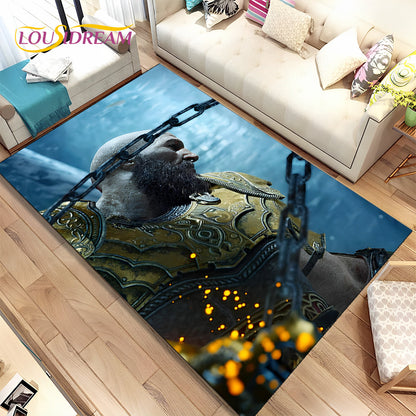 God of War Game Gamers Kratos  Area Rug,Carpet Rug for Living Room Bedroom Sofa Doormat Decoration, Kids Play Non-slip Floor Mat