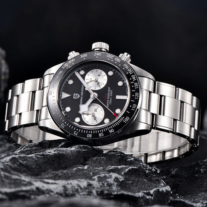 Orologio da uomo PAGANI DESIGN «Panda» – Cronografo al quarzo di lusso, impermeabile, vetro zaffiro con trattamento antiriflesso, orologio sportivo luminescente