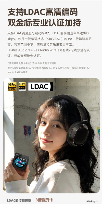 Auscultadores Over-Ear FiiO EH13 Wireless Bluetooth ANC – Headset Gaming HiFi LDAC com Cancelamento de Ruído, Graves Profundos e Longa Autonomia de Bateria