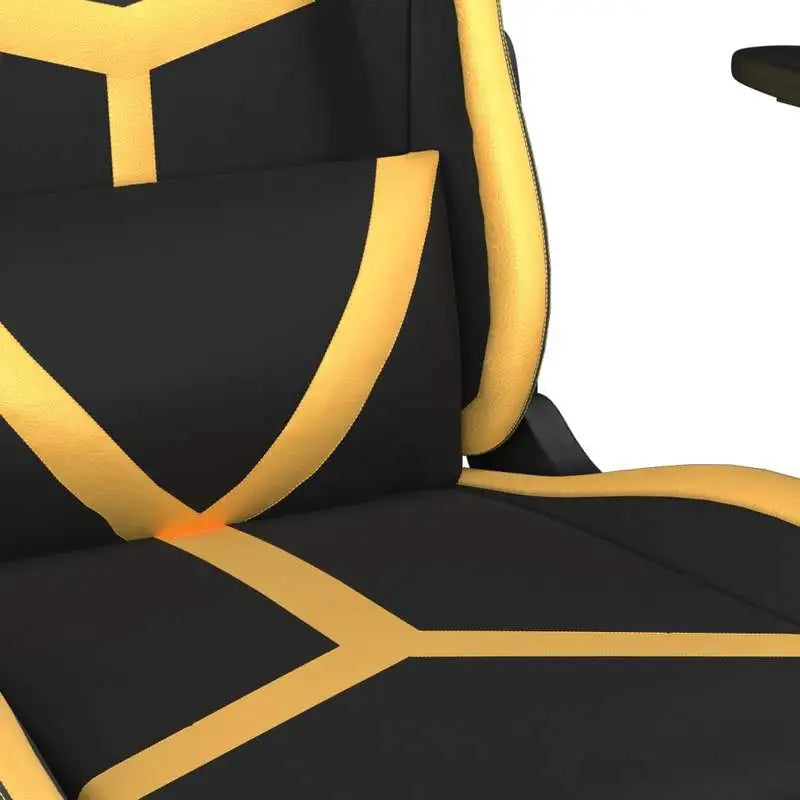Gaming Chair with Footrest Black and Gold 67X64X116-127 cm in Imitation Leather, Reclining 360 Swivel Chair Can Carry 110 kg