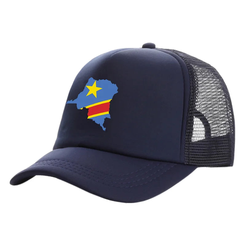 Democratic Congo Trucker Cap Men Democratic Republic of the Congo Hat Baseball Cap Cool Summer Unisex Mesh Net Caps