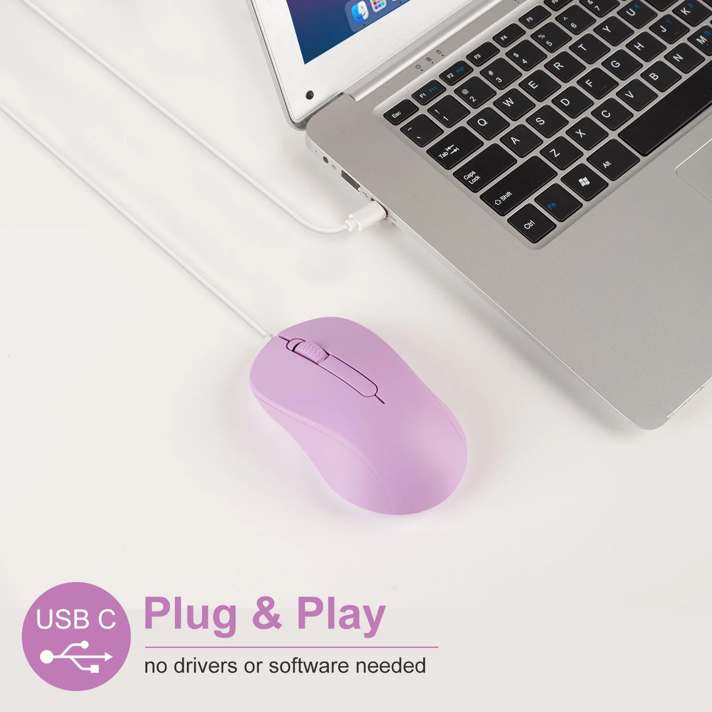Silent 3D Mouse - Ergonomics Optical Mice 1000DPI For PC Laptop MacBook Tablet Phone, For Windows/MacOs/Android, USB-C