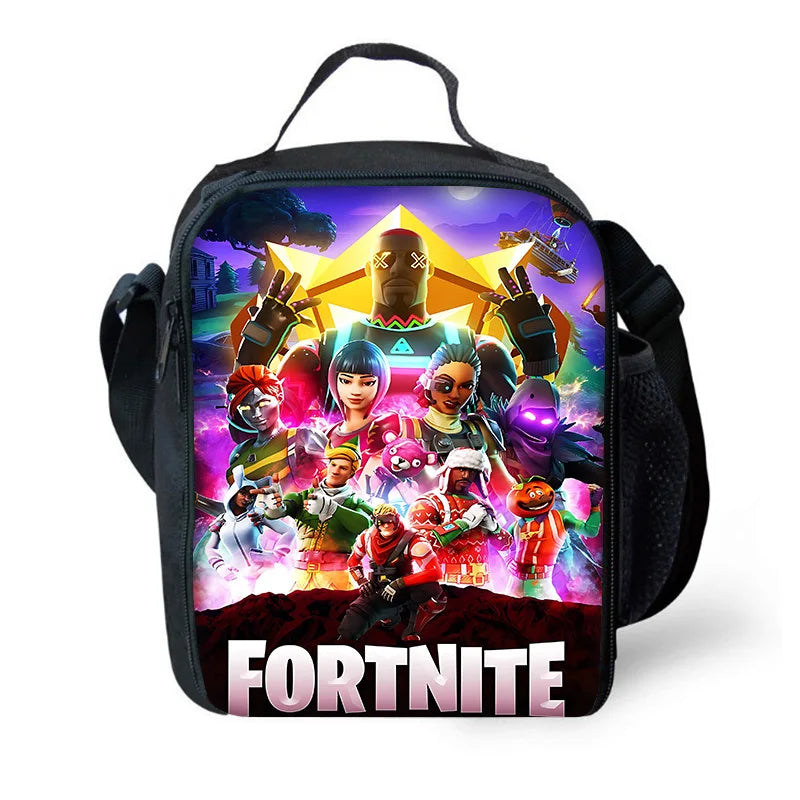 Popular Game Fortnite Child Insulated Large Capacity Bag for Boys and Girls Student Outdoor Reusable Thermal Cooler Lunch Box