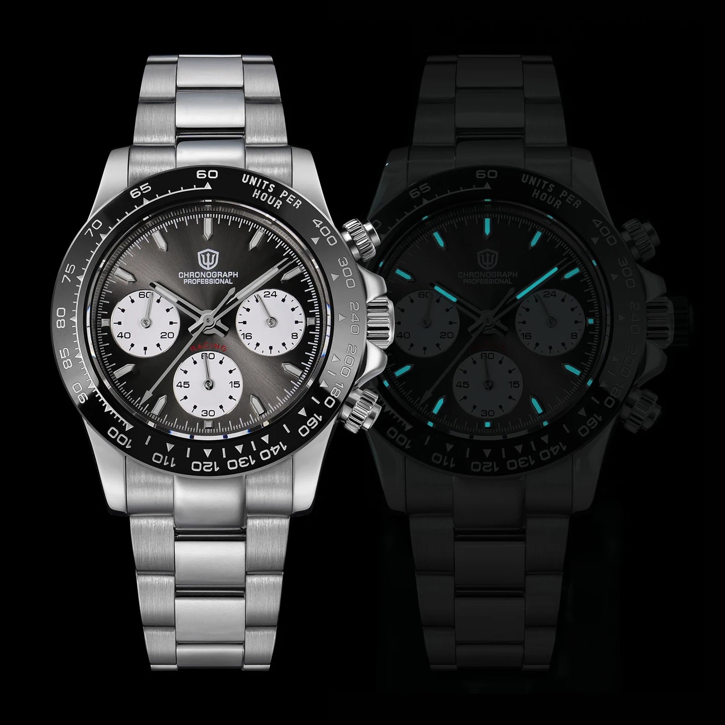 Watchdives WD16500 V2 Men's Watch VK63 Quartz Movement Chronograph Wristwatch Stainless Steel Sapphire Crystal Luminous Watches