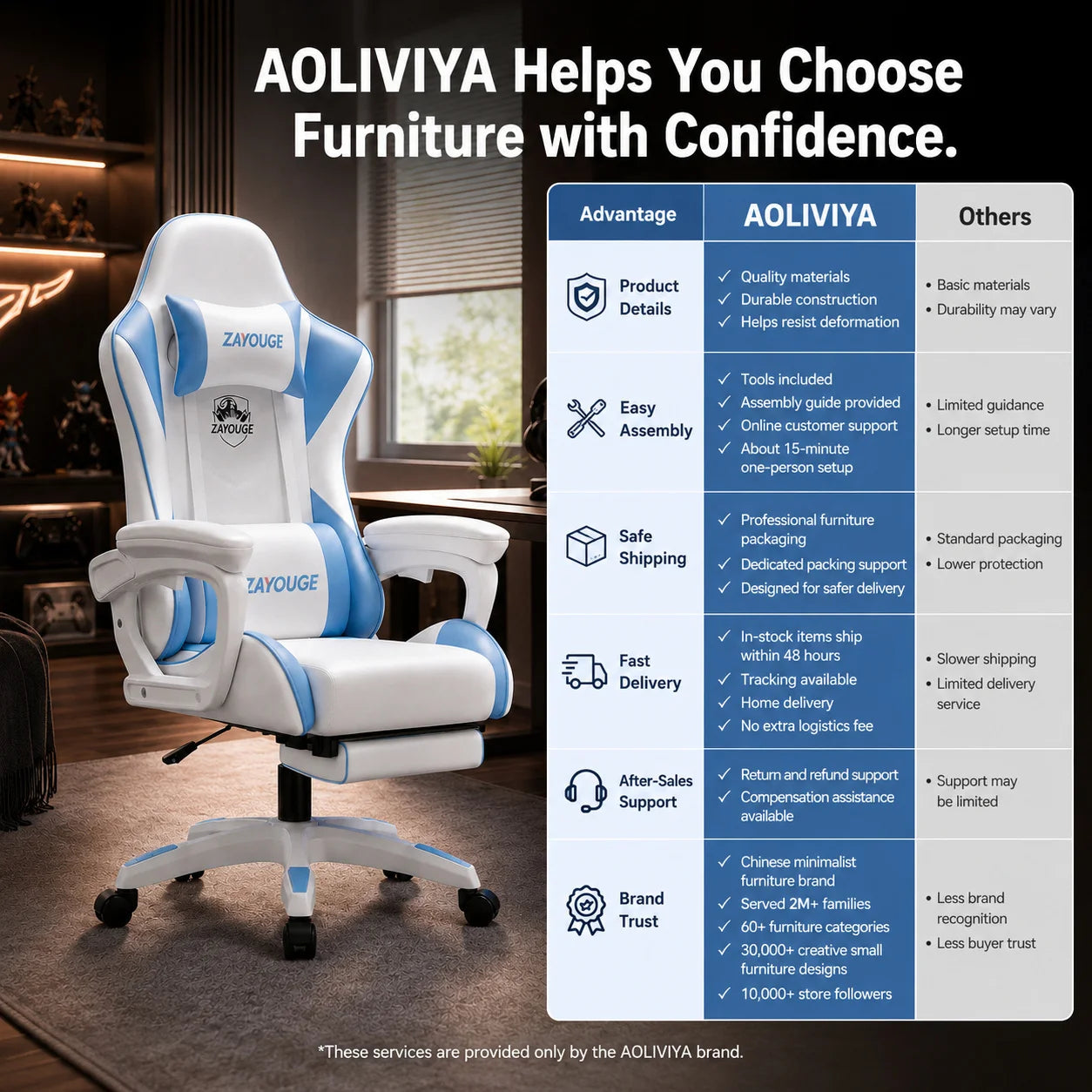Cadeira de Escritório Gaming Reclinável AOLIVIYA para Computador em Casa, Rotativa, com Elevação, Encosto e Apoio para Pés, para Cybercafé e E-Sports