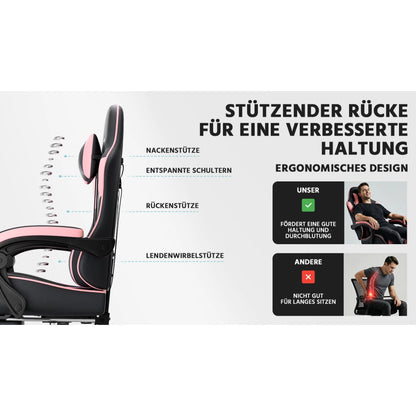 Gaming Chair Ergonomic Gaming Chair with Lumbar Support, Breathable PU Leather Office Chair, Comfortable Computer Chair