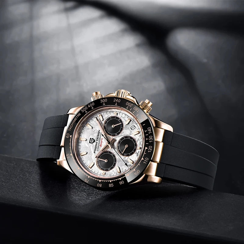 PAGANI DESIGN V2 40MM Meteorite Dial Men Quartz Watches Sapphire Retro Chronograph Waterproof Watch For Men