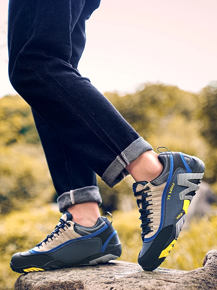 Sapatos de Trekking para Homem Outdoor Lover, Impermeáveis, Botas de Caminhada de Montanha em Couro Genuíno, Sapatos Táticos de Caça Woodland