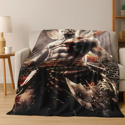 A Classics God of War Kratos Gamer Flannel Throw Blanket Soft Cozy Warm for Home Bedroom Bed Sofa Gift