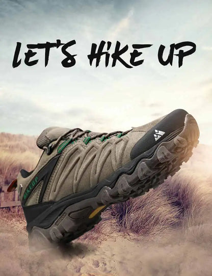 HIKEUP High-Quality Leather Hiking Shoes, Durable Outdoor Sport Men Trekking Leather Shoes, Lace-Up Climbing Hunting Sneakers