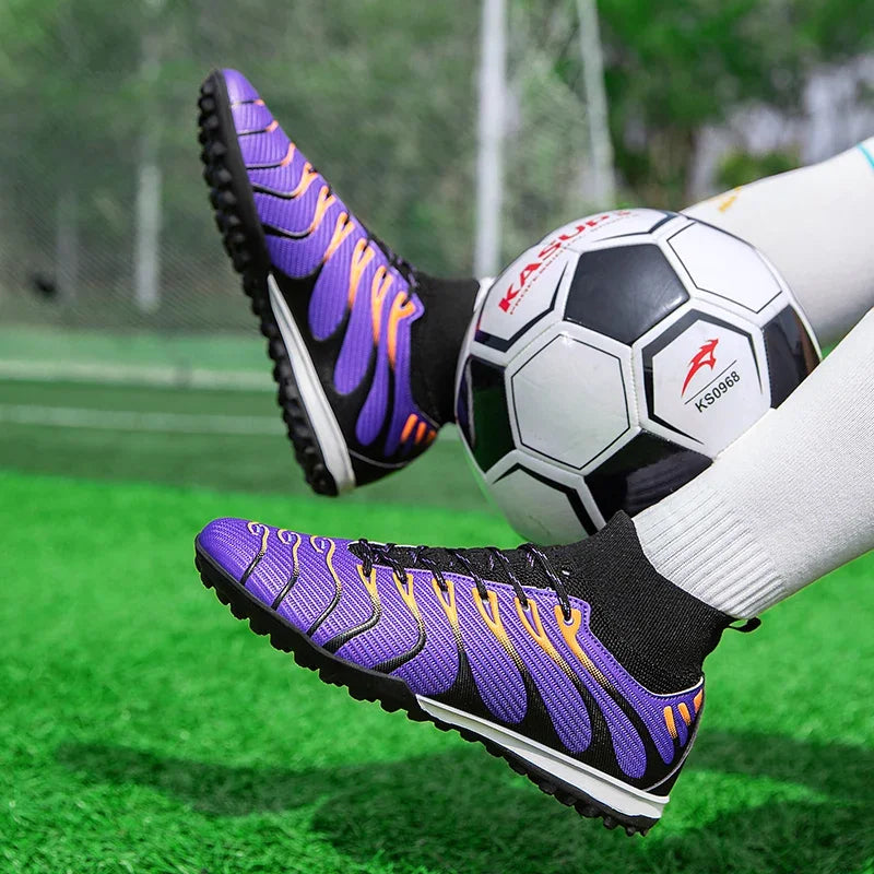 Chaussures de Football pour hommes, chaussures de Sport FG/TF, bottes d'entraînement en plein air pour garçons, antidérapantes, longues pointes, Futsal d'intérieur confortables