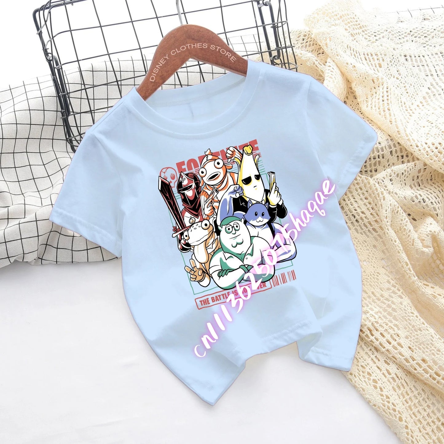 T-shirts de Criança Fortnite com Estampado de Figuras Cartoon do Jogo Fortress Night, Tops de Manga Curta para Verão, Roupa para Rapazes e Raparigas