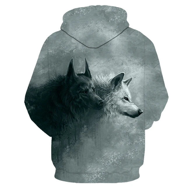 Felpe con cappuccio oversize 3D Animal Wolf da uomo e donna, moda casual, pullover hip hop Harajuku streetwear