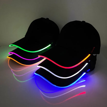 Gorra de béisbol luminosa LED de moda, gorra hip hop iluminada para bar y club, gorra fluorescente para hombre y mujer, accesorios para DJ, baile y disfraces