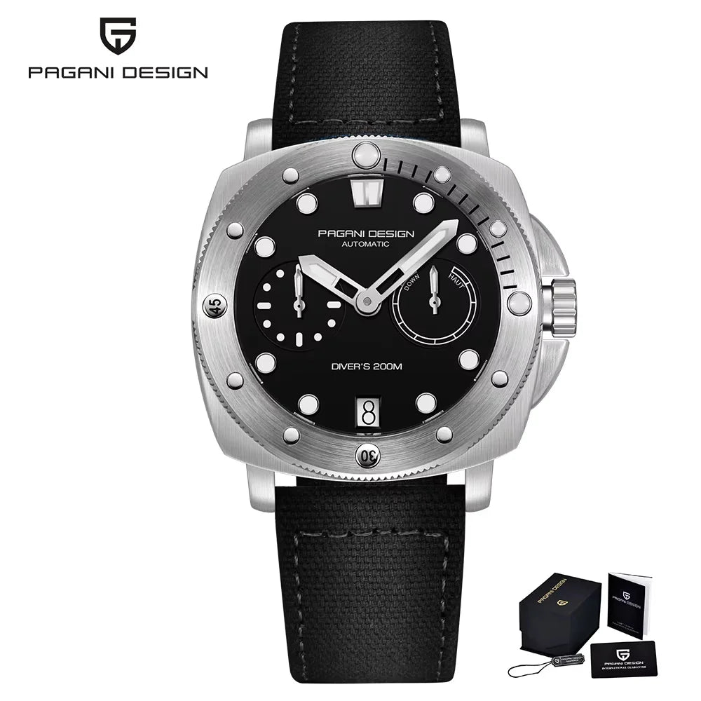 PAGANI DESIGN Men Mechanical Watch Luxury Sapphire Glass Luminous Automatic Watch 200M Waterproof Stainless Steel Watch For Men