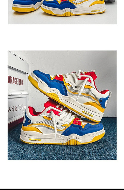 Zapatillas casual de malla para hombre, cómodas zapatillas de running masculinas con cordones, zapatos de skate con plataforma para hombre, zapatillas deportivas para estudiantes