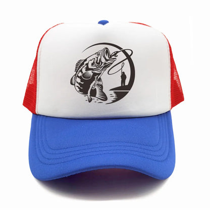 Fishing Skeleton Trucker Cap Summer Men Cool Fisherman Fishing Hat Baseball Cap Unisex Outdoor Mesh Net Caps MZ-238