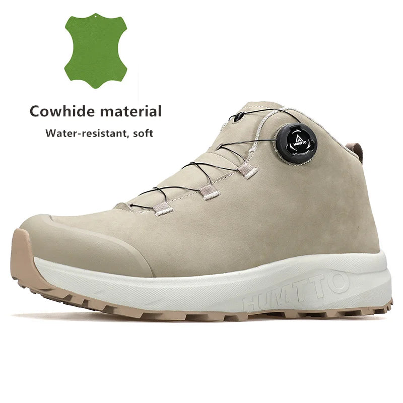 Zapatos de cuero HUMTTO para hombre, calzado deportivo de invierno para camping y actividades al aire libre, botas de trekking transpirables, zapatillas de senderismo antideslizantes para hombre